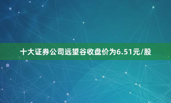 十大证券公司远望谷收盘价为6.51元/股